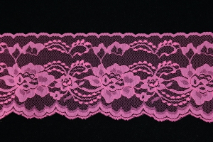 4 Inch Flat Lace, Shocking Pink (25 yards) MADE IN USA